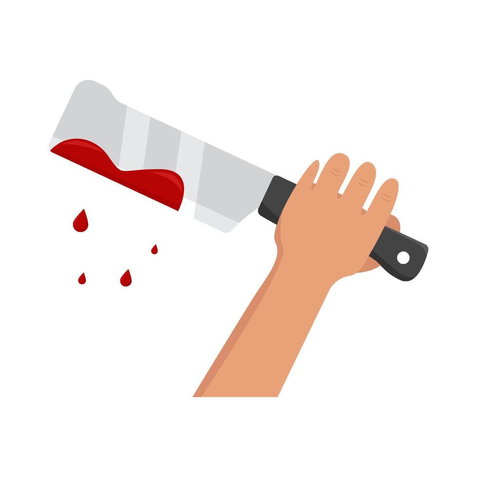 knife blood in hand illustration vector