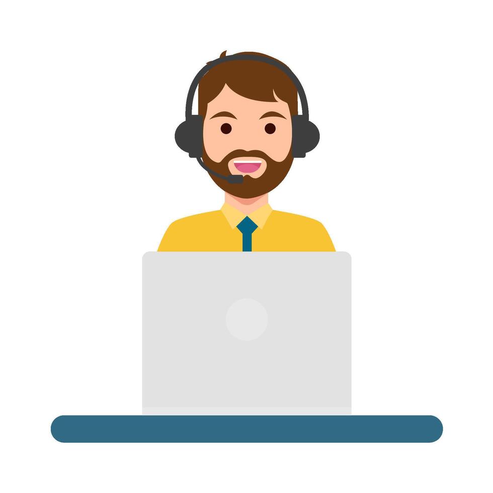 call center work in laptop illustration vector