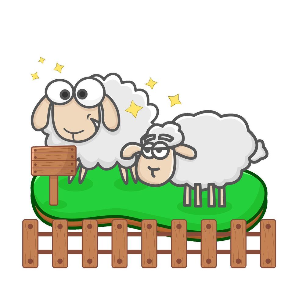 sheep in farm illustration vector