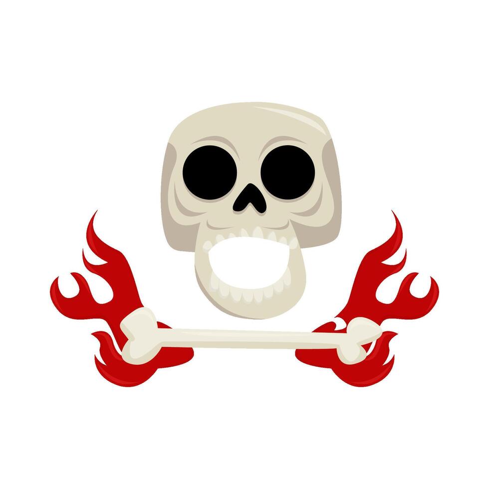 skull bone with fire illustration vector