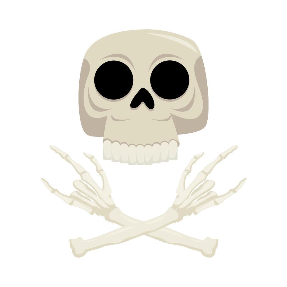 skull with bone illustration vector