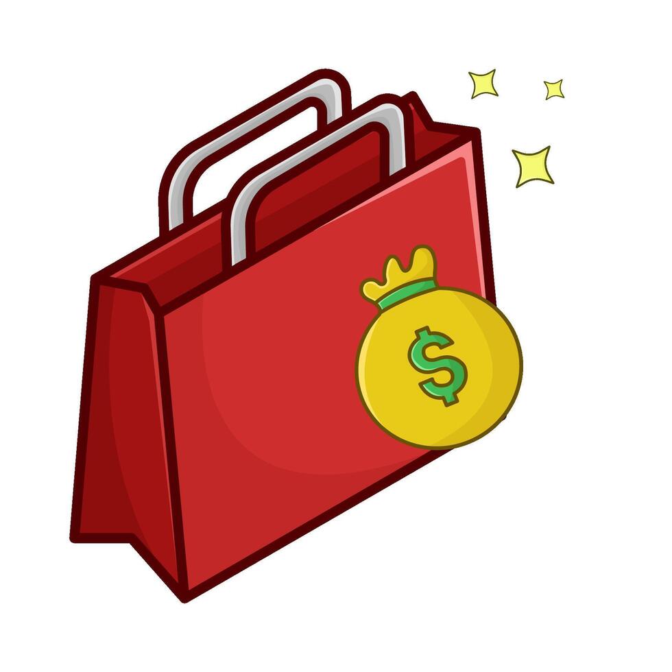 shopping bag with money bag illustration vector