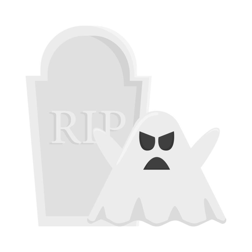 ghost with tombstone illustration vector