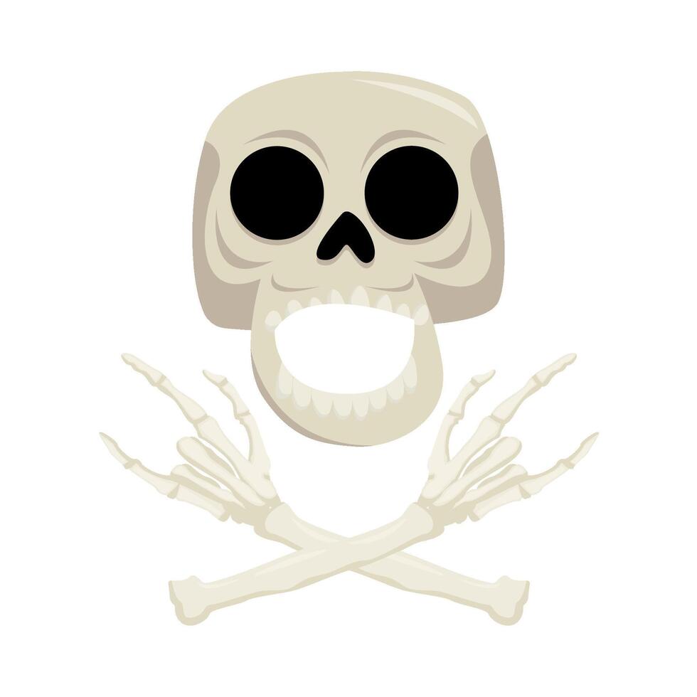 skull with bone illustration vector