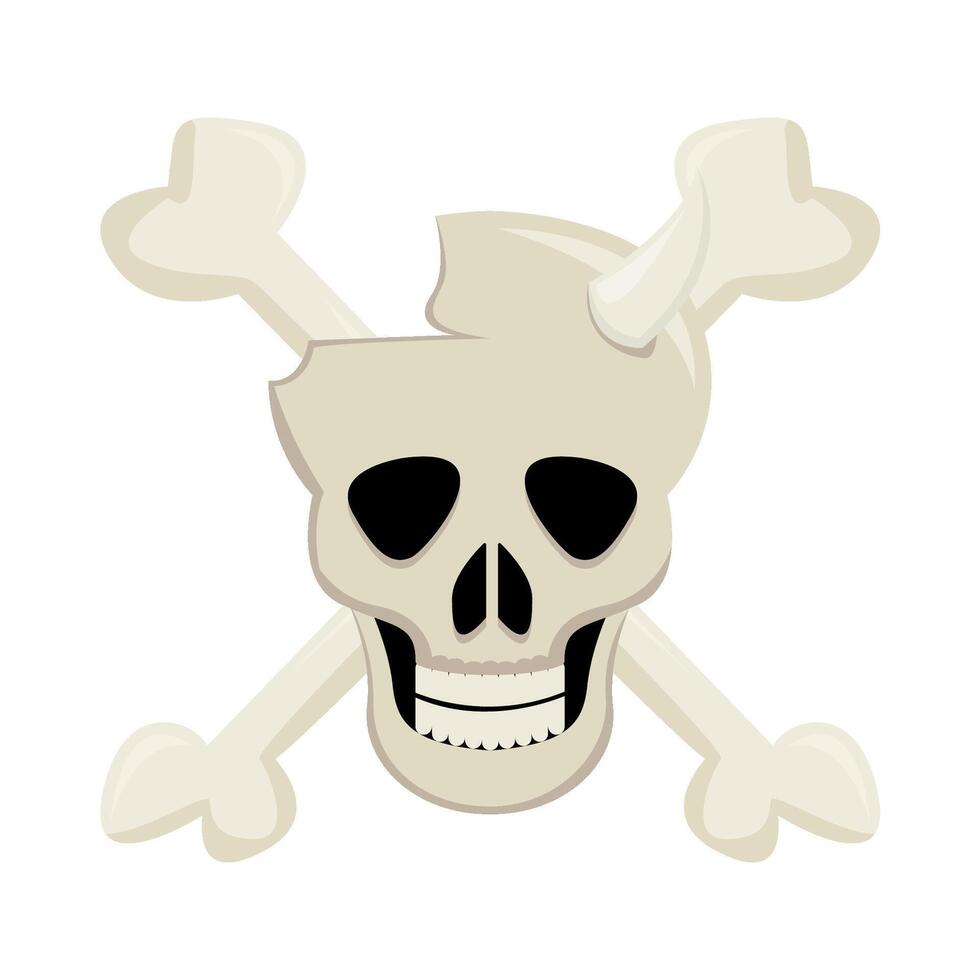 cráneo con hueso ilustración vector