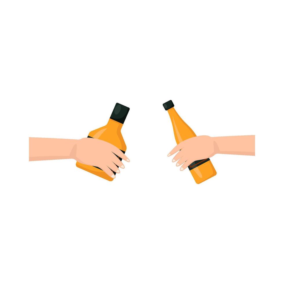 bottle alcohol in hand illustration vector