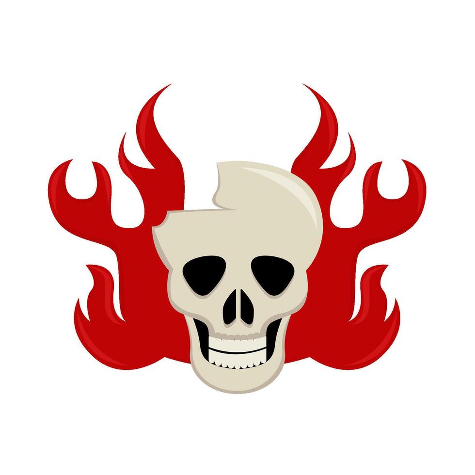 skull with fire illustration vector