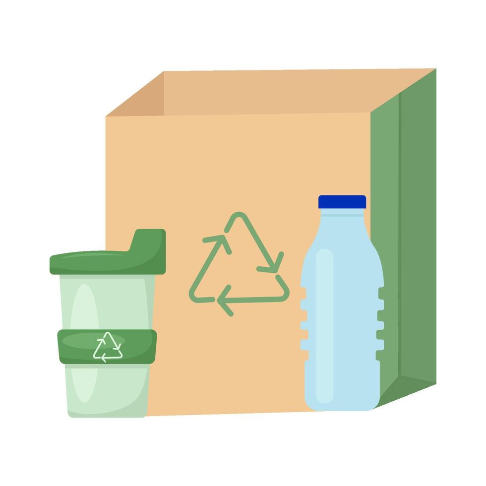 aper package with plastic recycling illustration vector