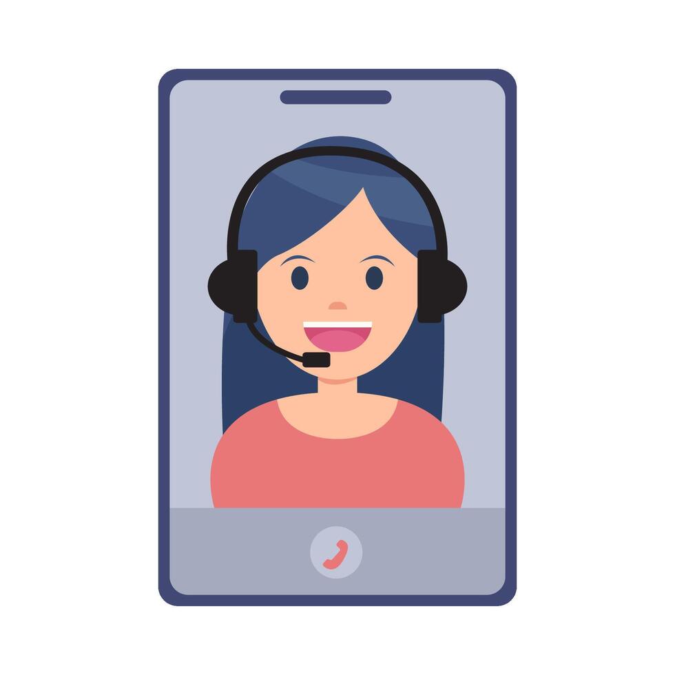 call center in mobile phone illustration vector