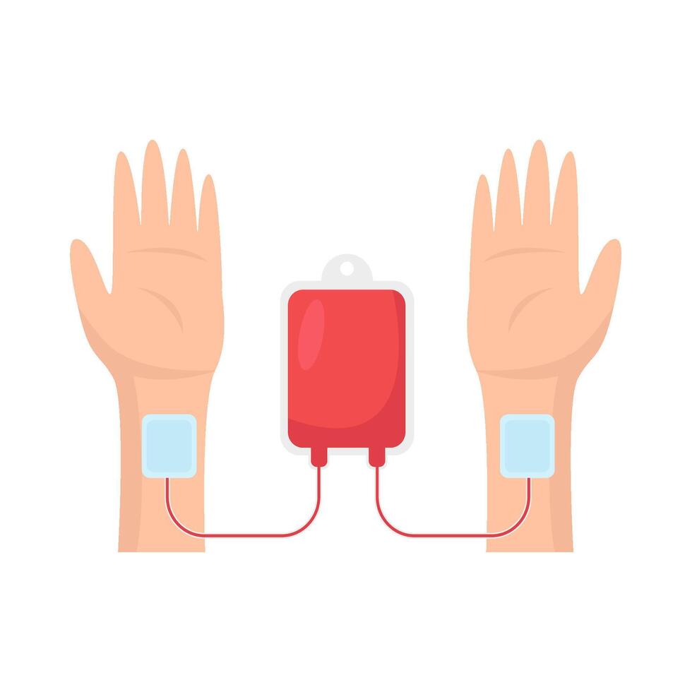 infusión sangre en mano ilustración vector
