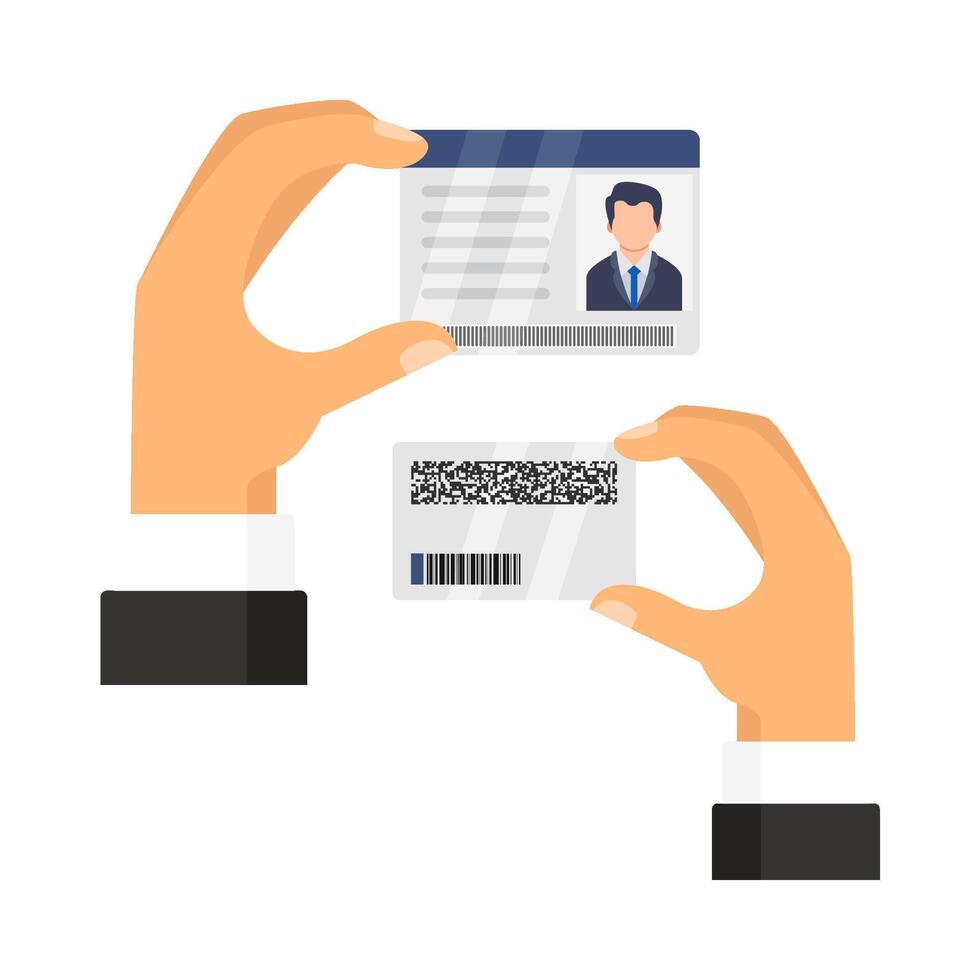 id card with code id card in hand illustration vector