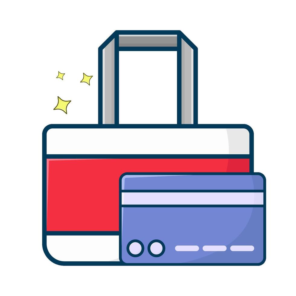 shopping bag with debit card illustration vector