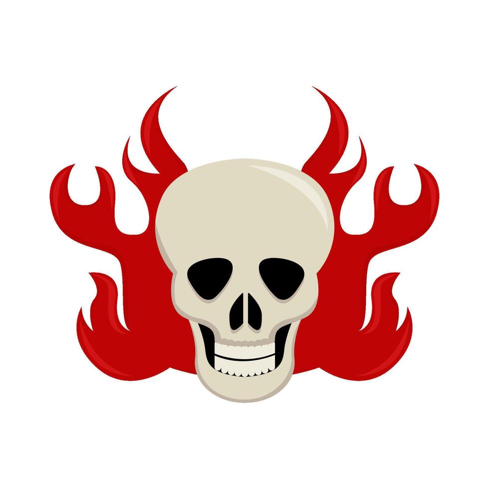 skull with fire illustration vector