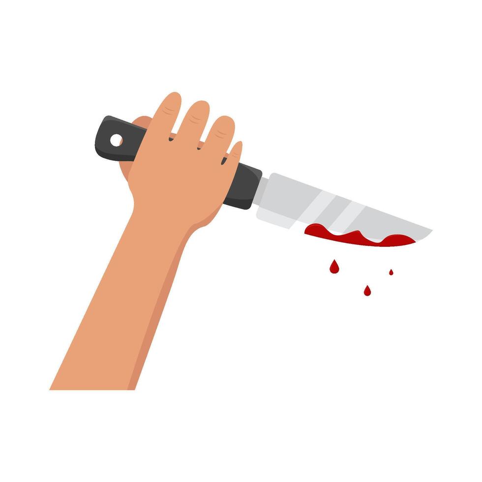 knife blood in hand illustration vector