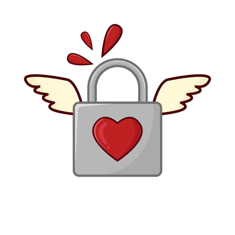 love in padlock wing illustration vector