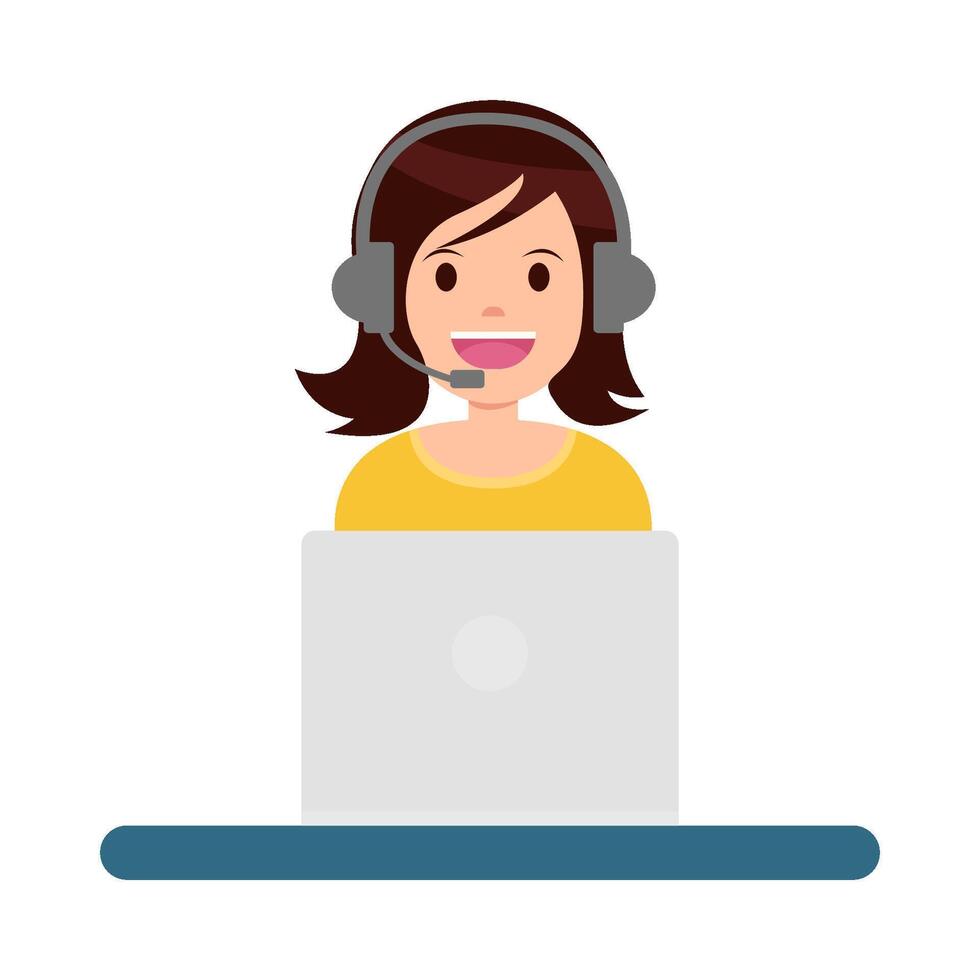 call center work in laptop illustration vector