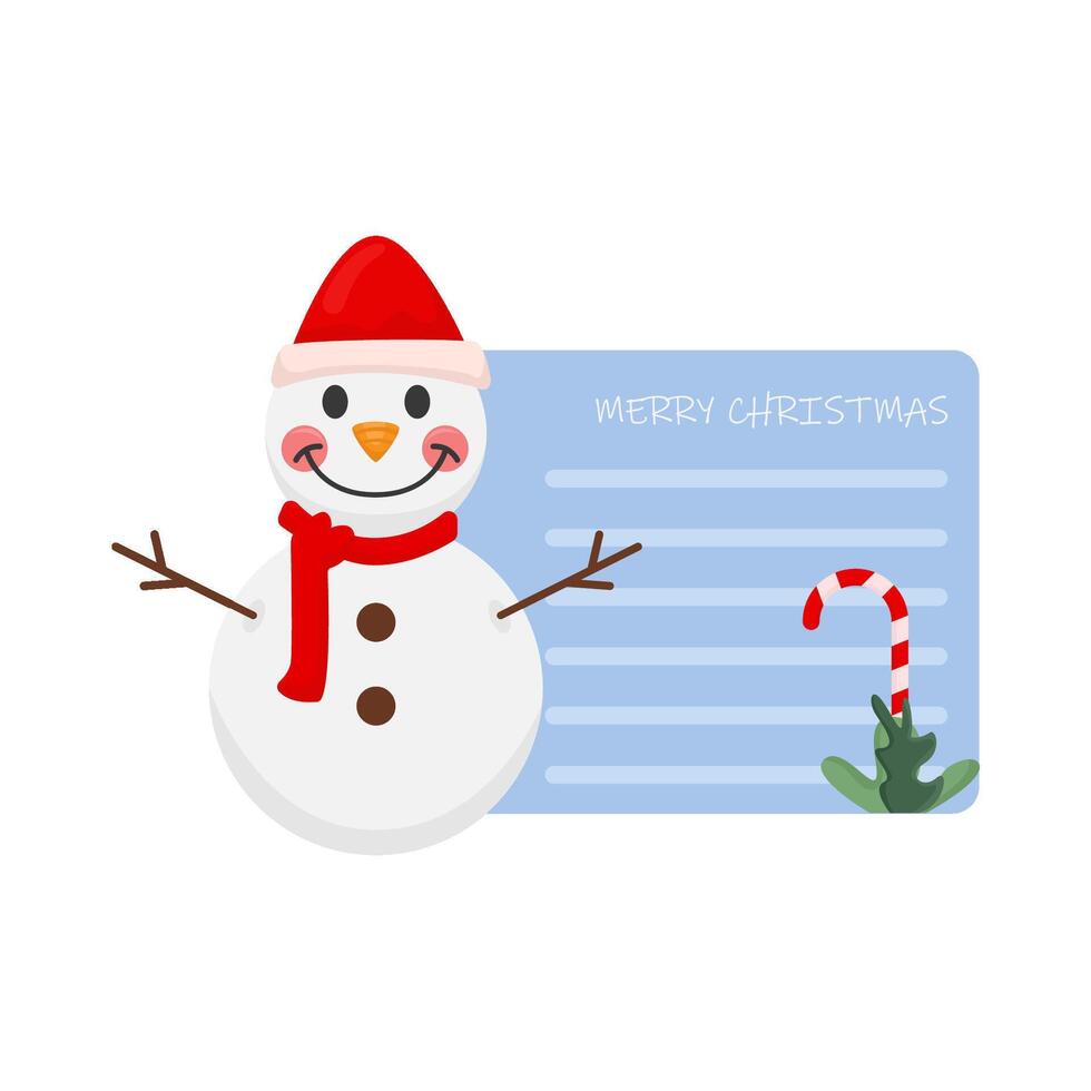 monigote de nieve Navidad con saludo tarjeta ilustración vector