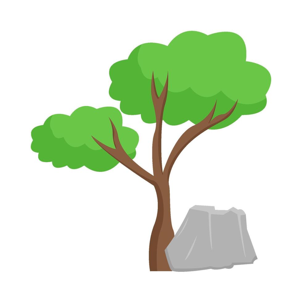 tree with stone illustration vector