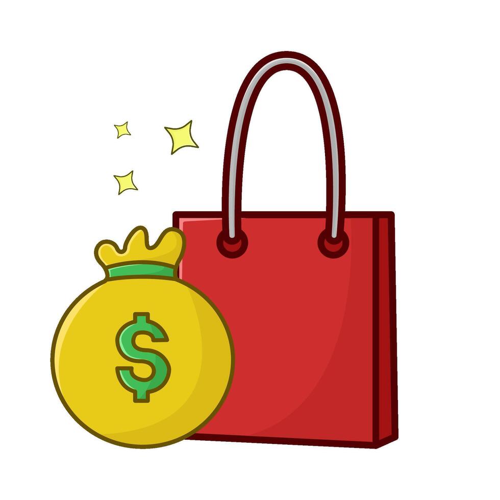 shopping bag with money bag illustration vector