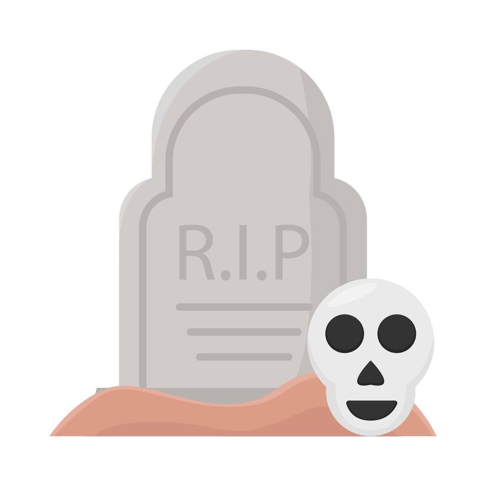 skull in graveyard illustration vector