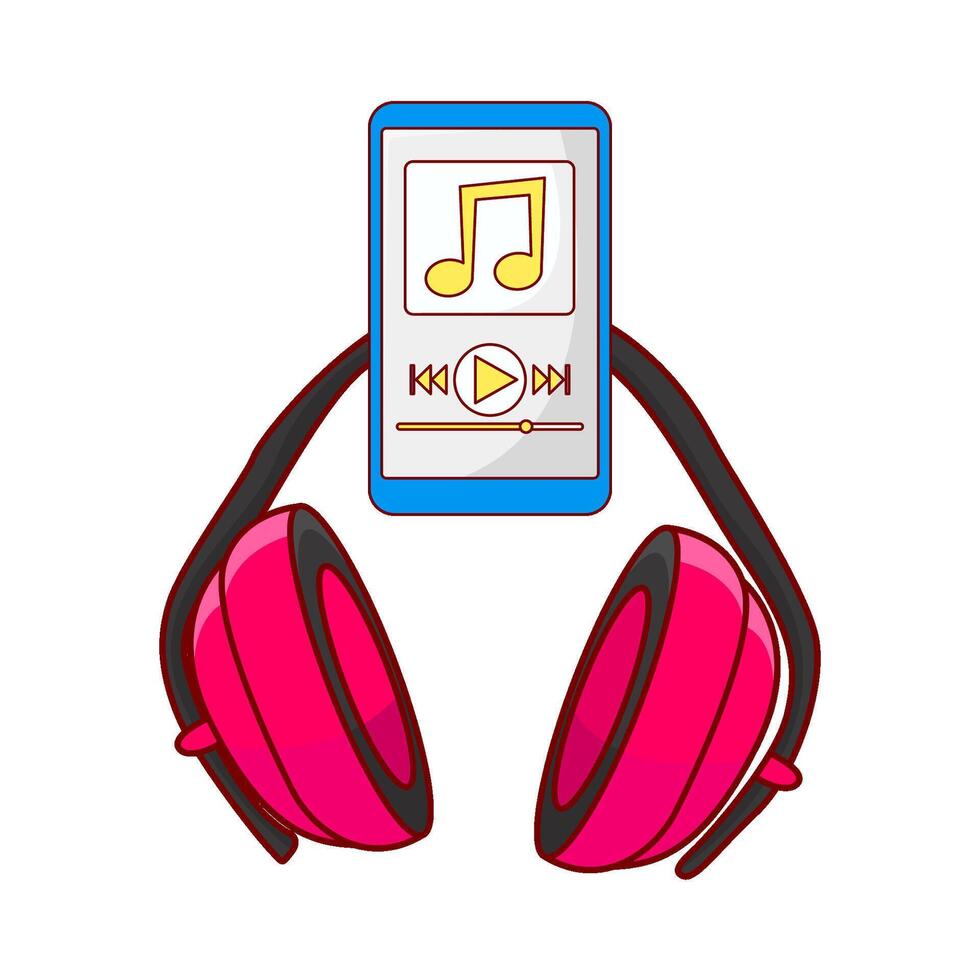 headphone with mp3 music illustration vector