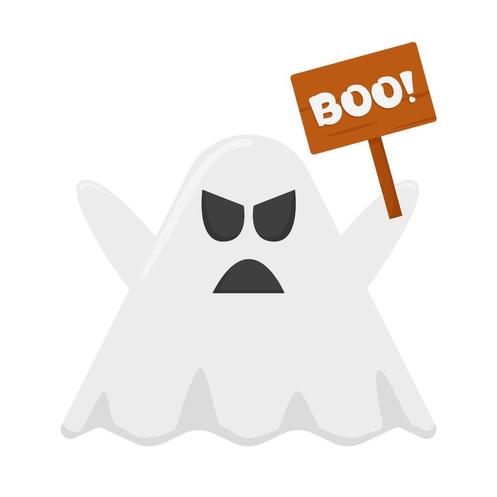 ghost with boo text in board illustration vector