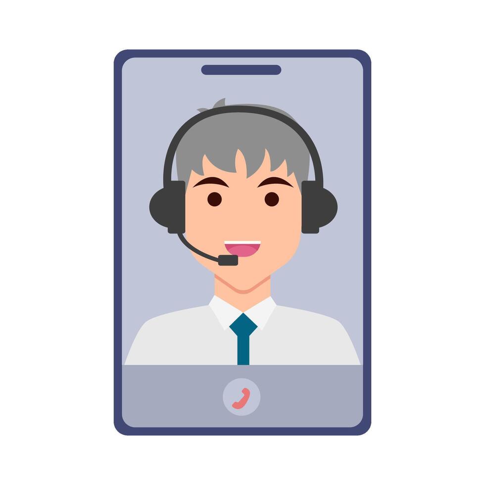 call center in mobile phone illustration vector