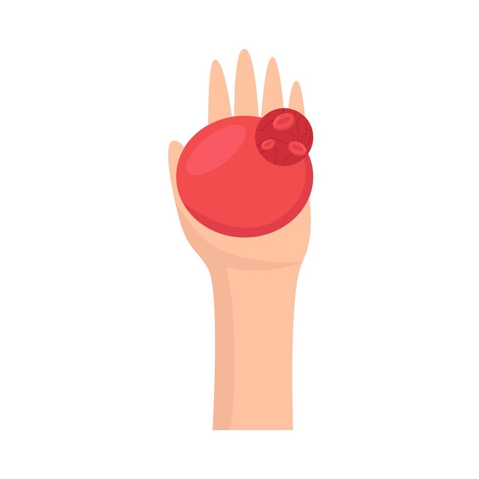 blood with red blood cells in hand illustration vector