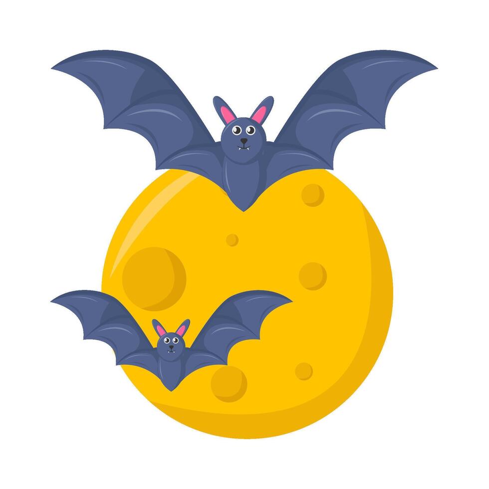 bat with full moon illustration vector