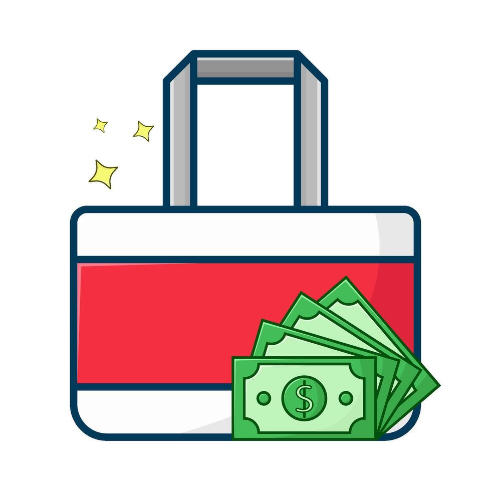 shopping bag with money illustration vector