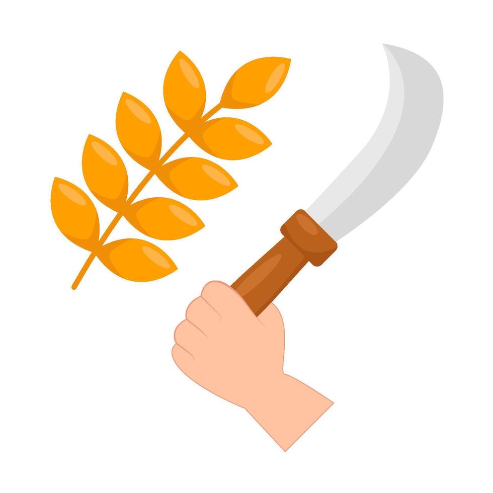 sickle in hand with wheat illustration vector