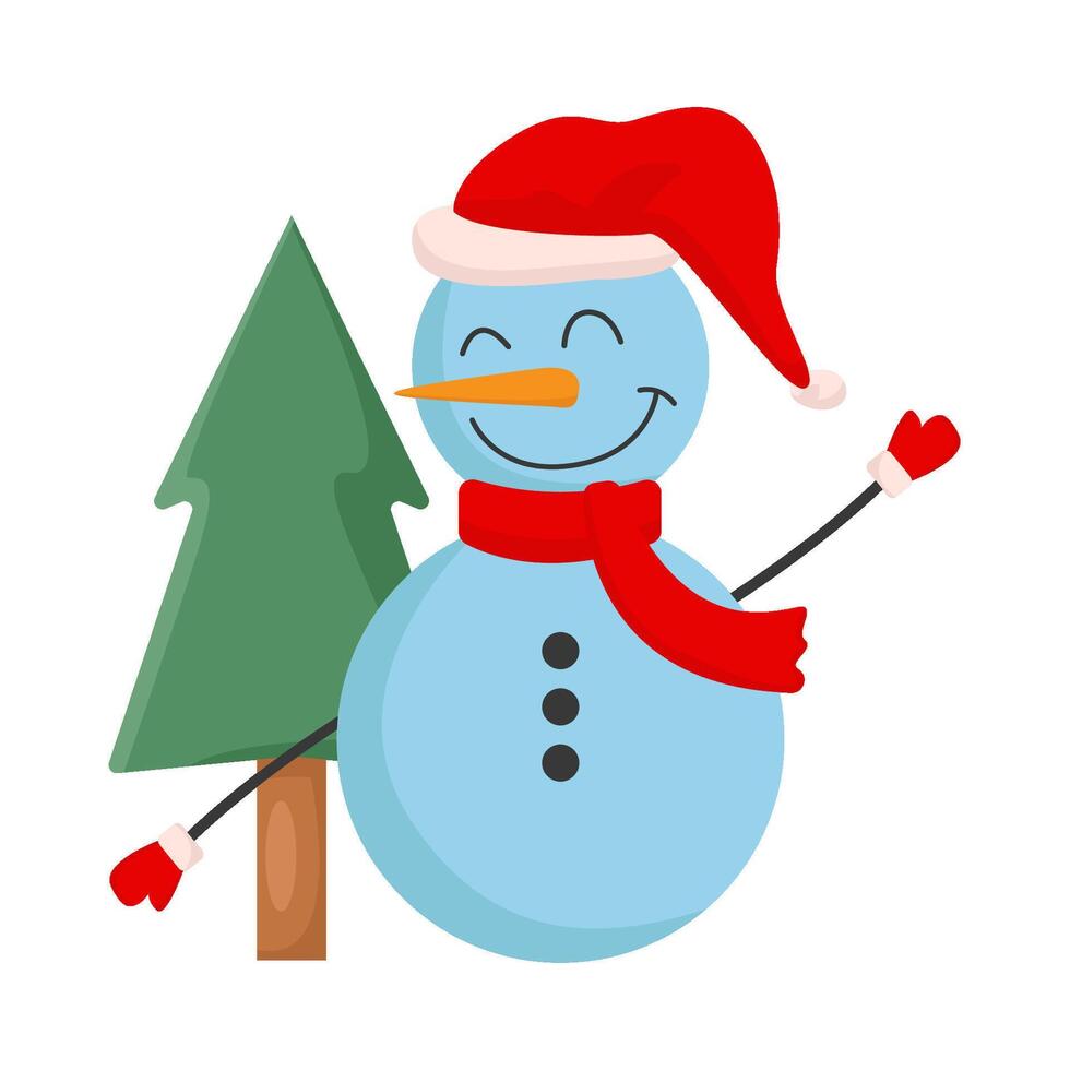 snowman with tree spruce illustration vector