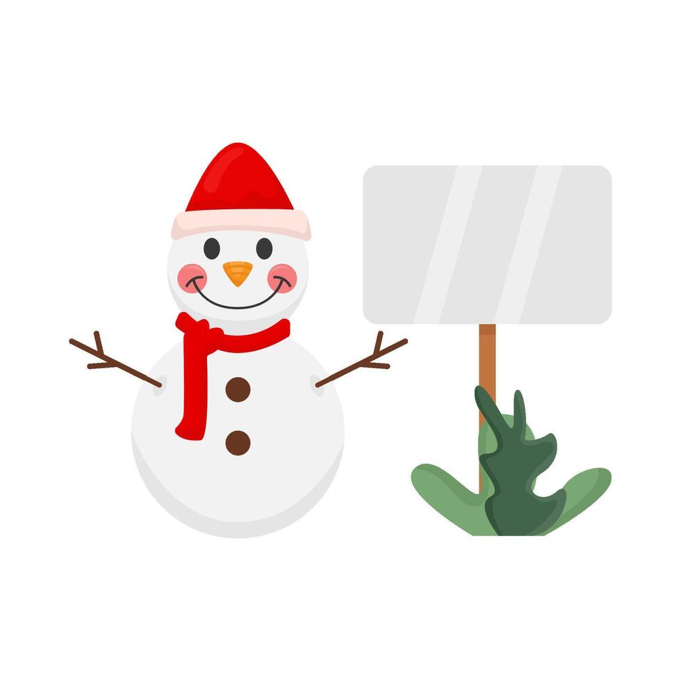 snowman with board illustration vector