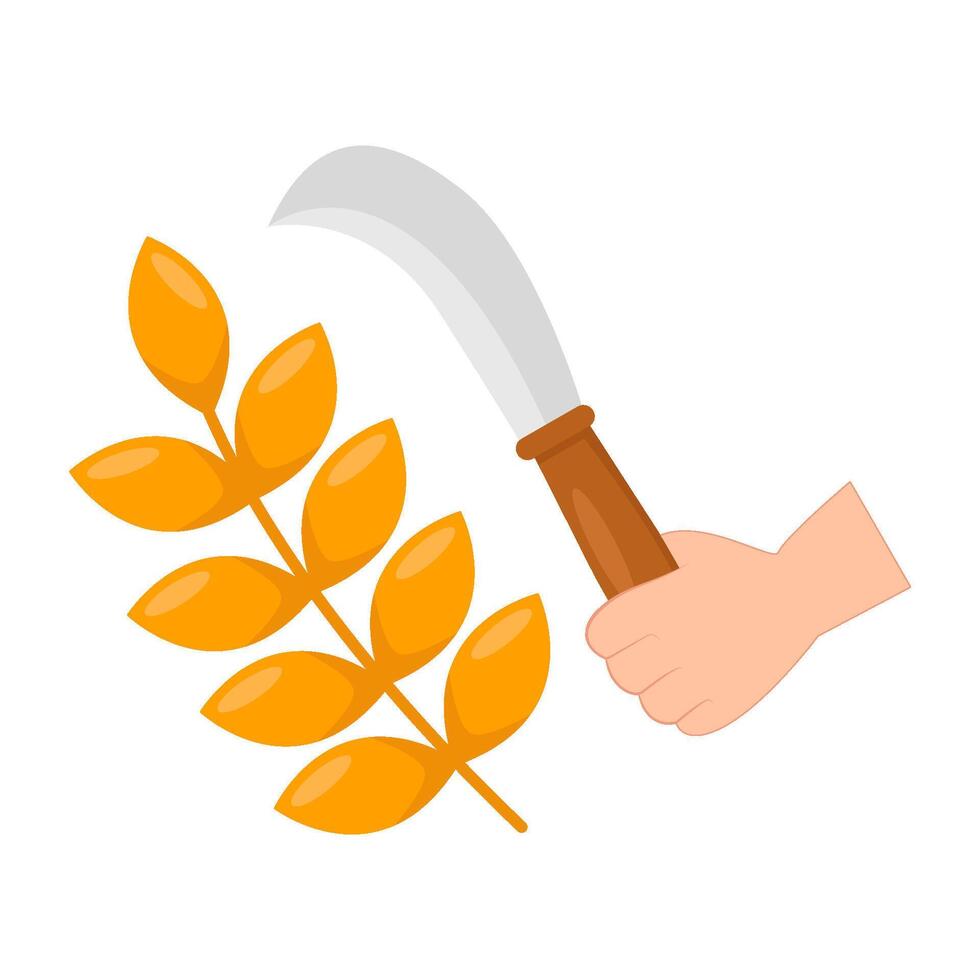 sickle in hand with wheat illustration vector