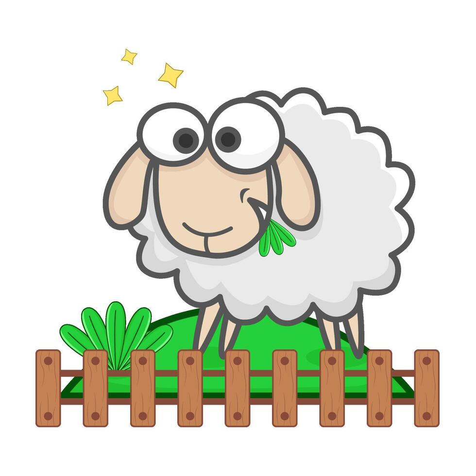 sheep in farm illustration vector