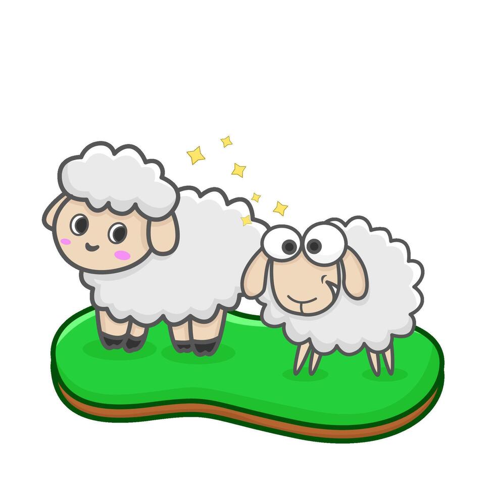 sheep in farm illustration vector