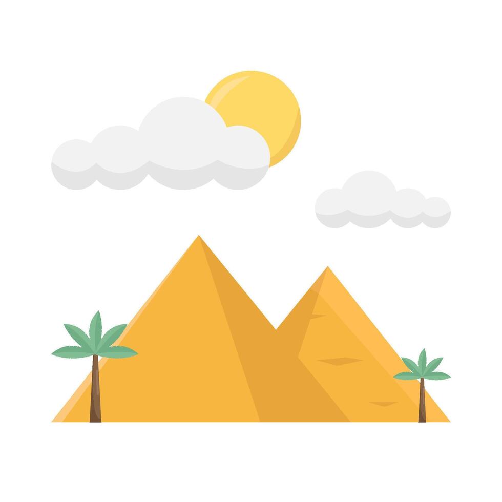 pyramid, palm tree with sun summer illustration vector