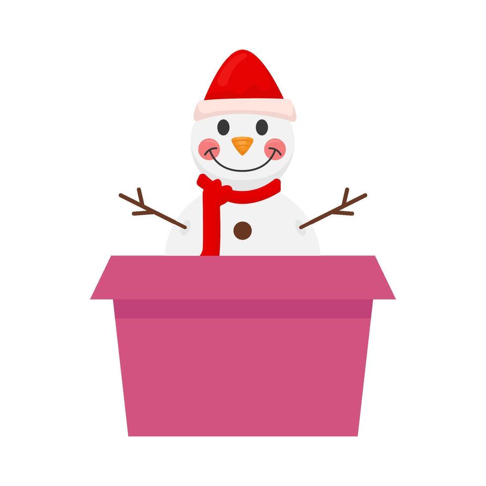 snowman in box illustration vector