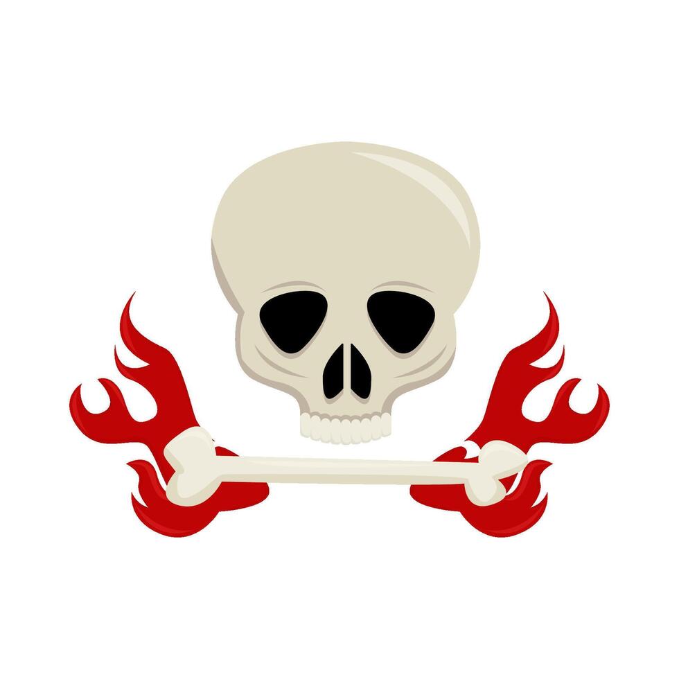 skull bone with fire illustration vector