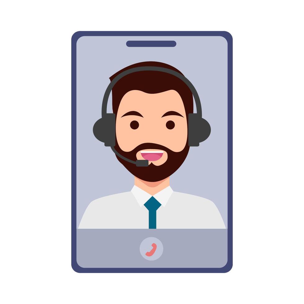 call center in mobile phone illustration vector