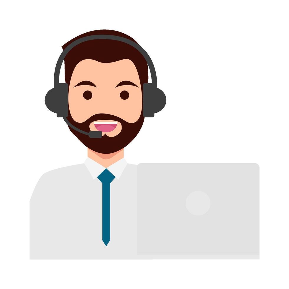 call center work in laptop illustration vector