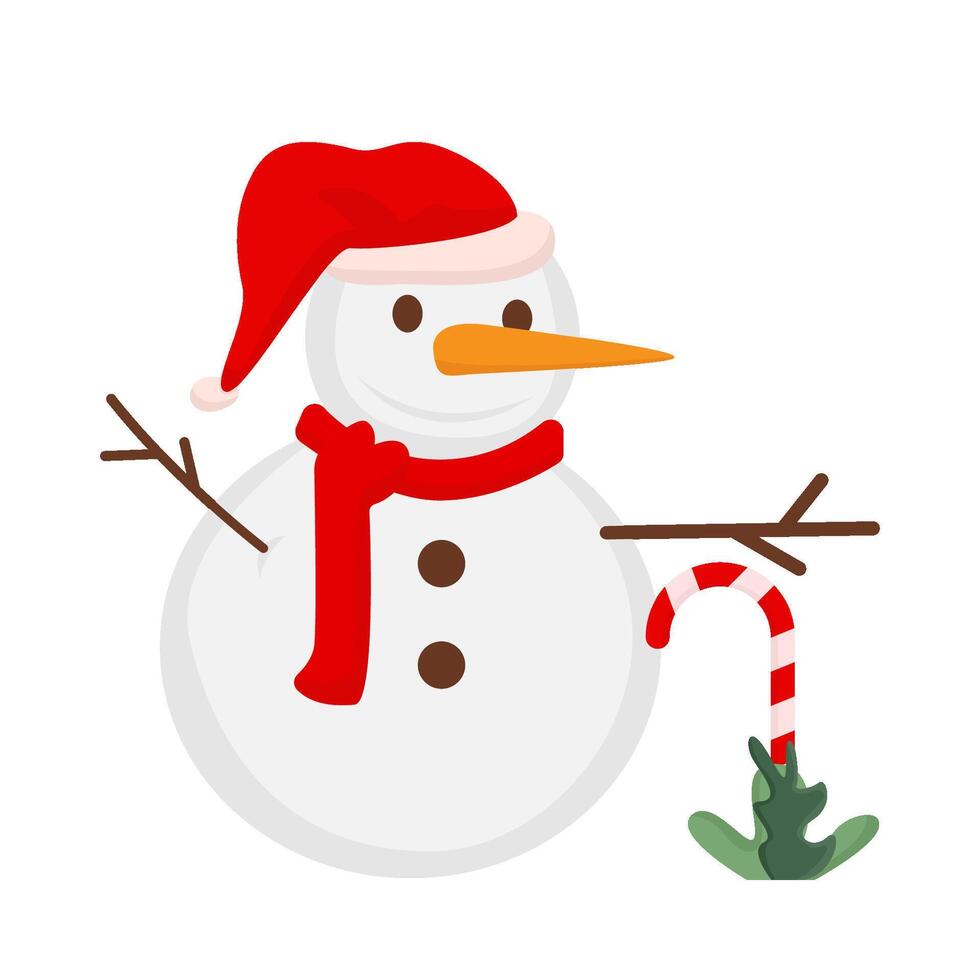 snowman with stick candy illustration vector