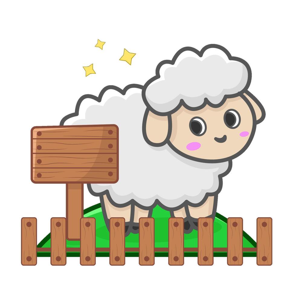 sheep in farm illustration vector