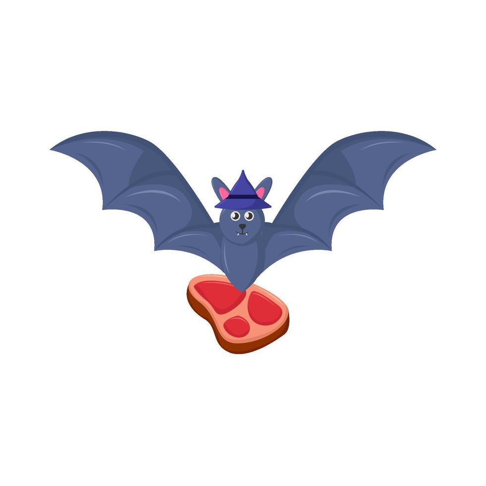 bat with beef illustration vector