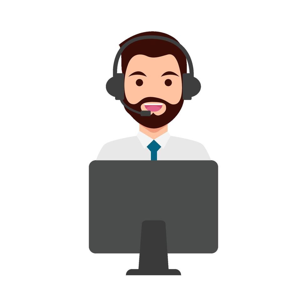 call center work in laptop illustration vector