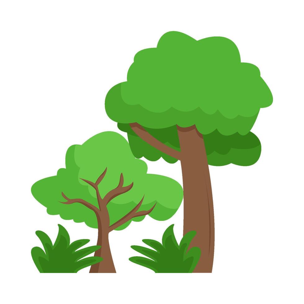 árbol con césped verde ilustración vector