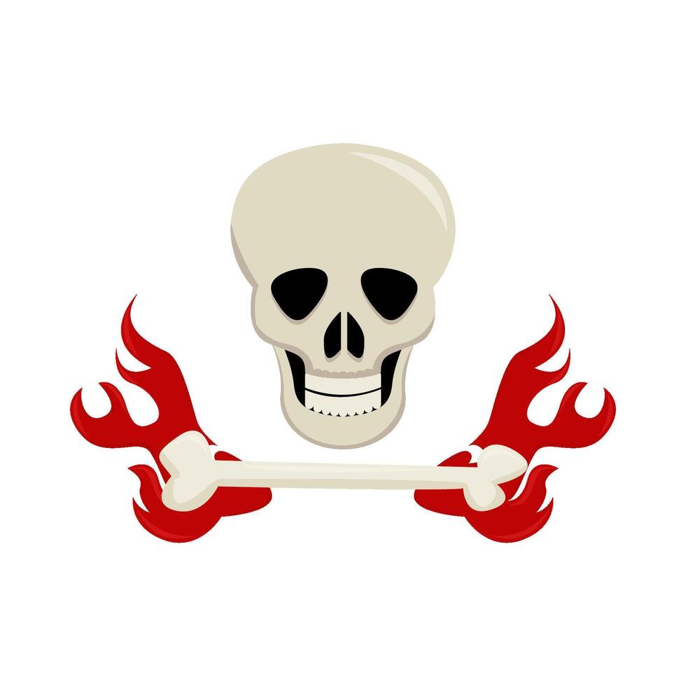 skull bone with fire illustration vector