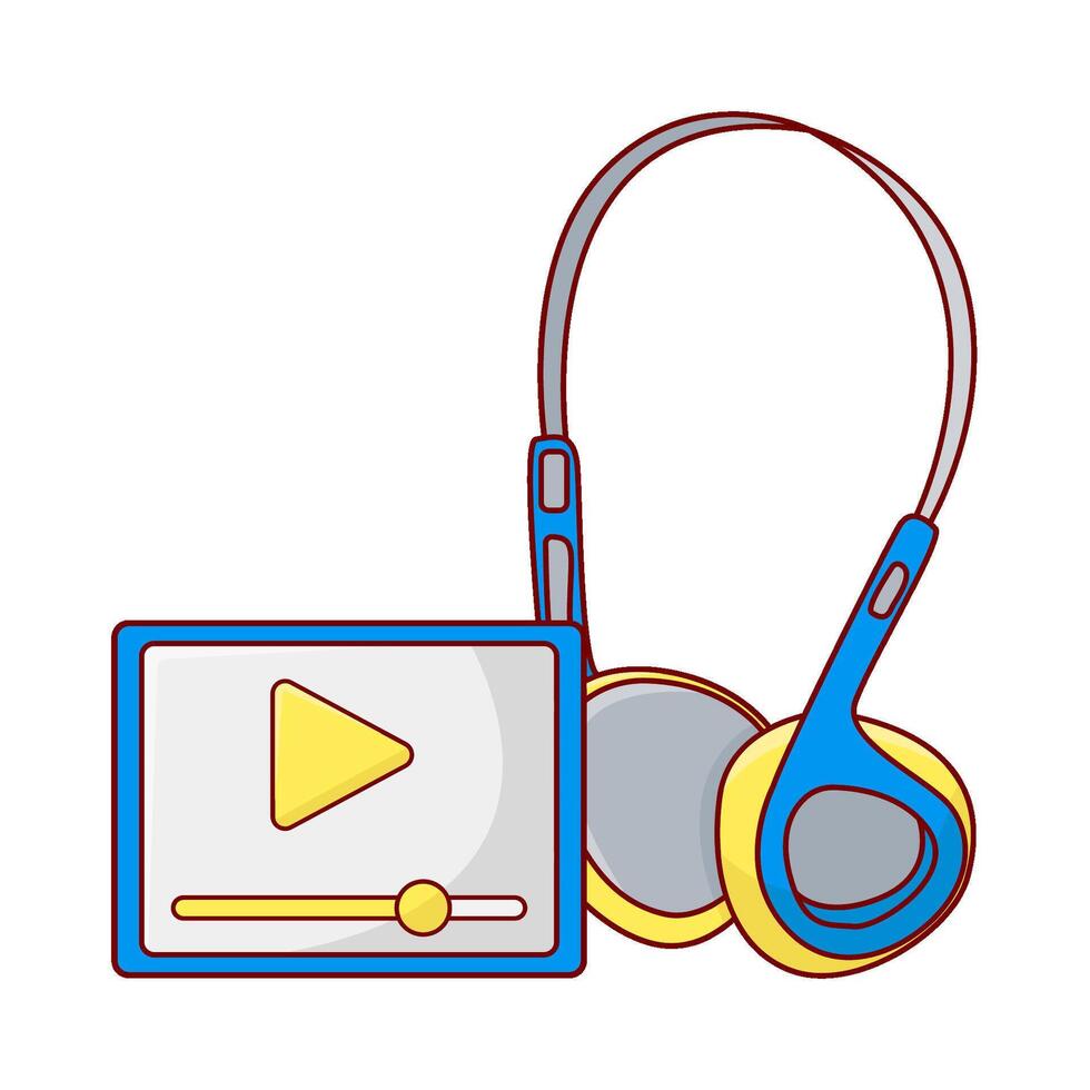 headphone with video illustration vector