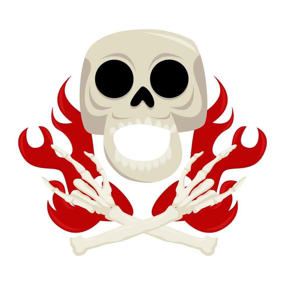 bone, skull with fire illustration vector