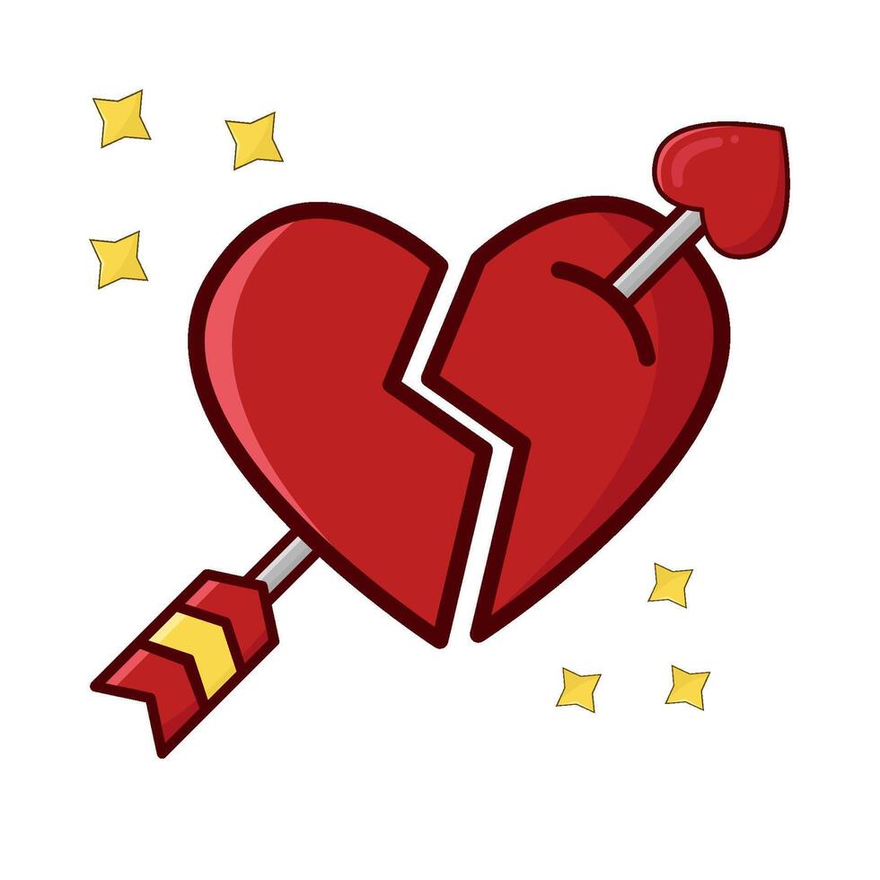 arrow in broken heart illustration vector